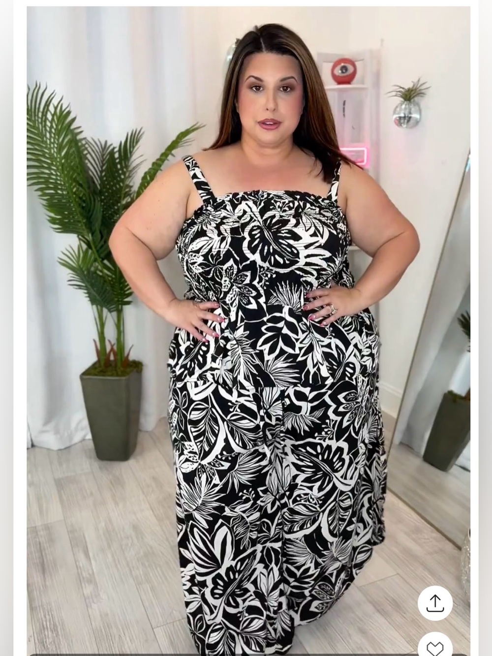 Plus Size Black & White Floral Top and Pants